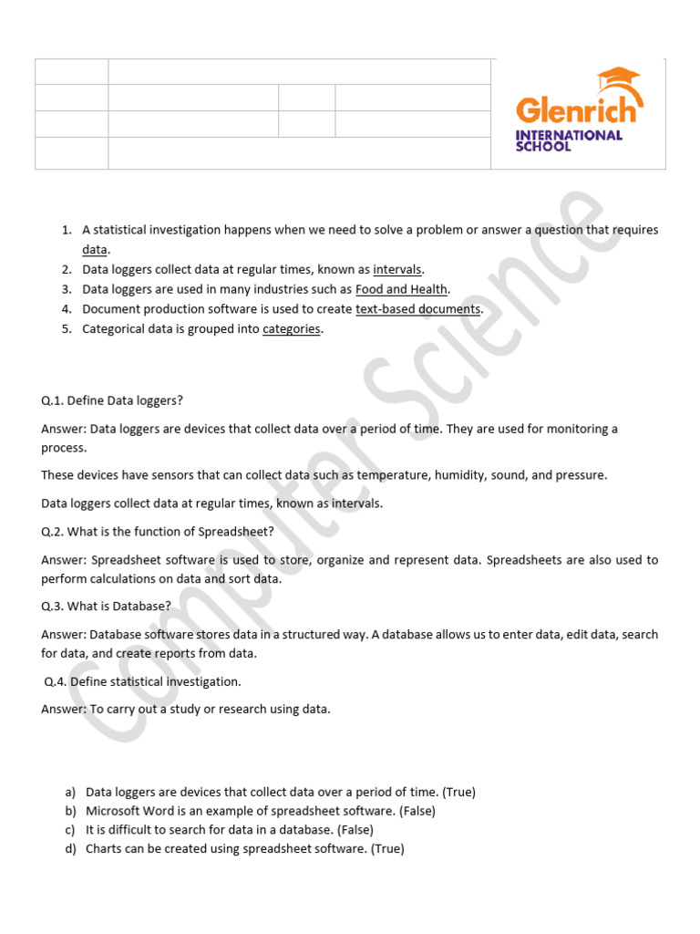 Section 1: Fill in The Blanks: WS2: Chapter - 02 | PDF