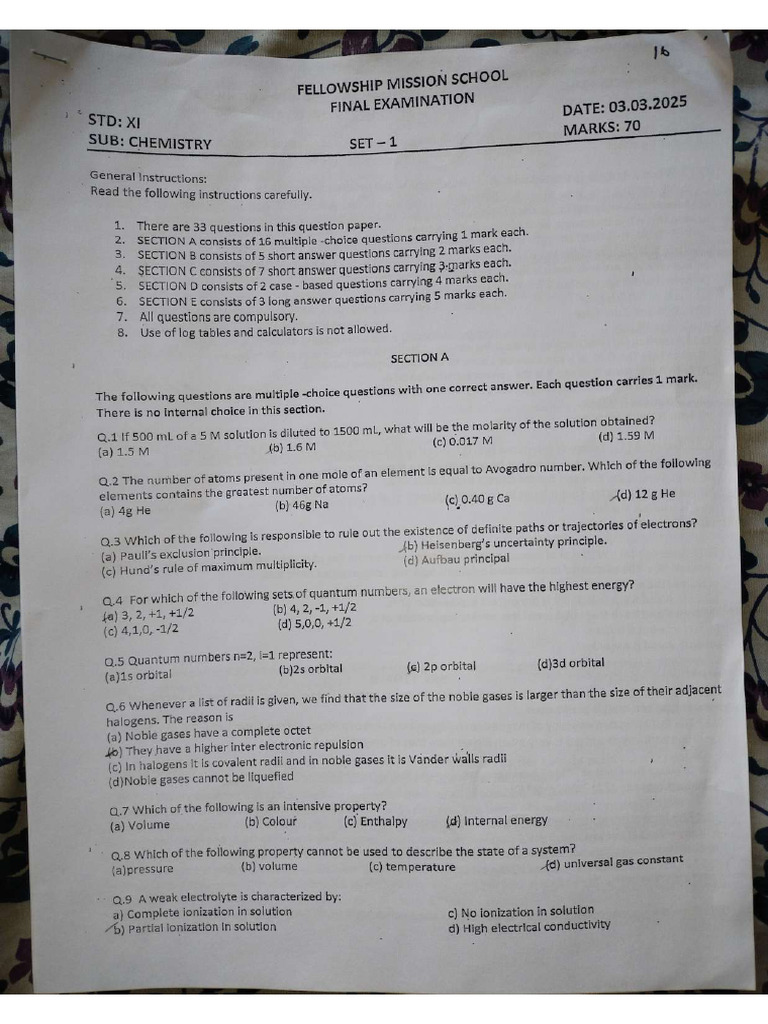 Chemistry Set 1 | PDF