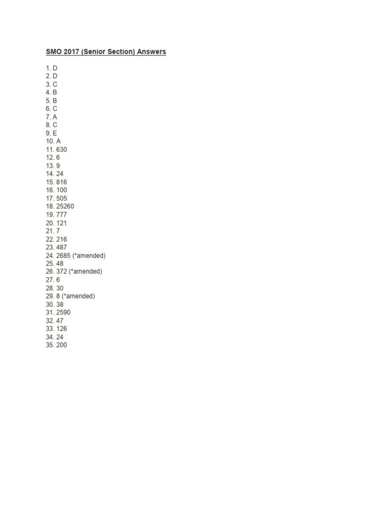 Senior Section - First Round Answers - SMO Singapore Mathematical ...