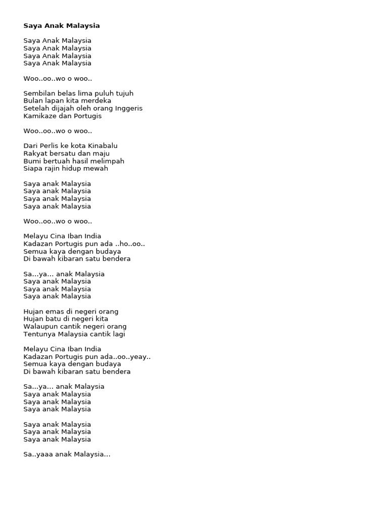 Saya Anak Malaysia | PDF