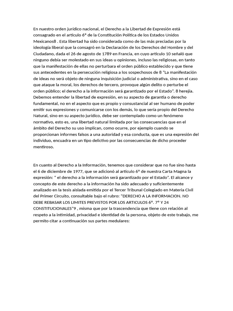 Derecho A La Libertad de Expresión | PDF