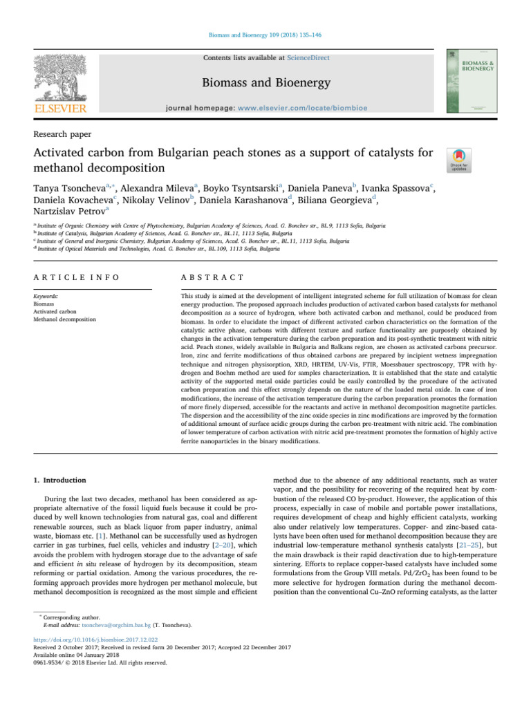 Activated Carbon from Peach Stones | PDF | Catalysis | Methanol