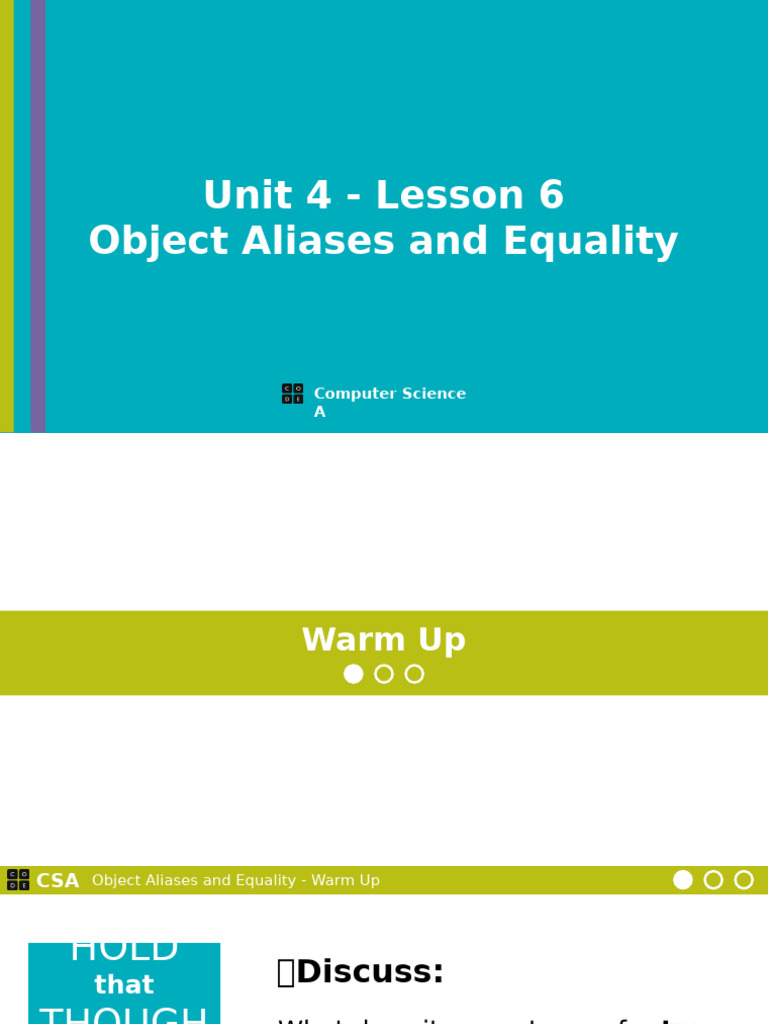 Object Aliases and Equality in Java | PDF | Method (Computer ...