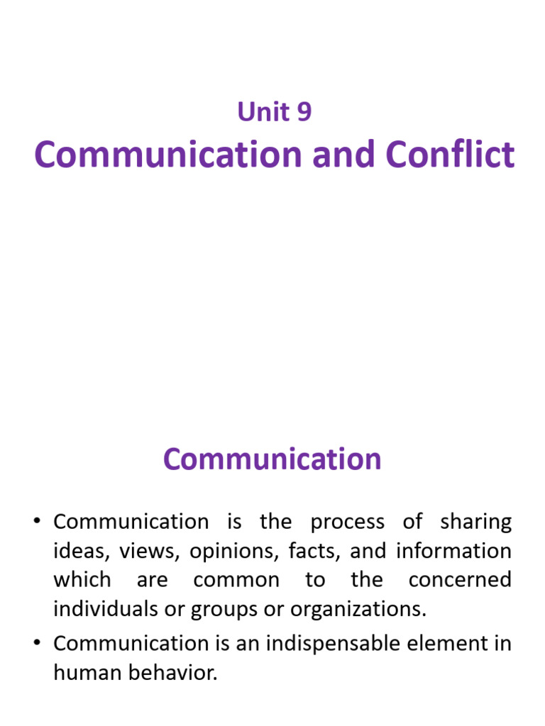 Unit 9 Communication and Confict | PDF | Communication | Cognition
