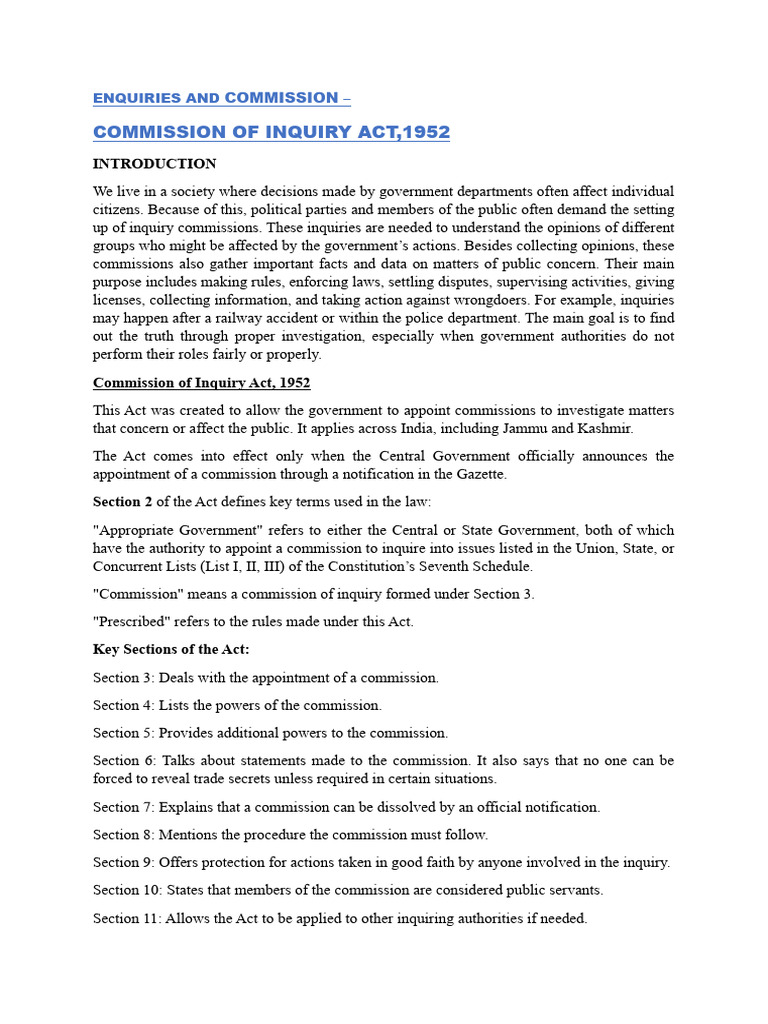 Overview of Commission of Inquiry Act | PDF | Justice | Crime & Violence
