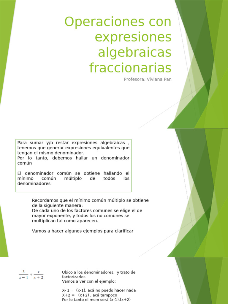 Operaciones Con Expresiones Algebraicas Fraccionarias2 | PDF