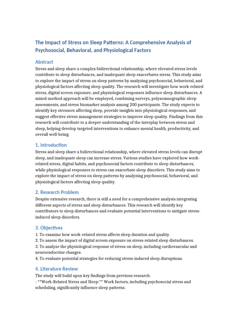 Stress Effects on Sleep Patterns Analysis | PDF | Stress (Biology) | Sleep