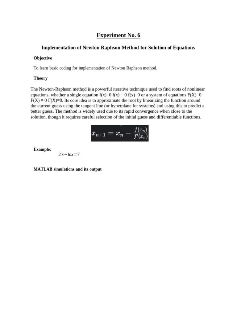 Newton-Raphson Method Implementation | PDF