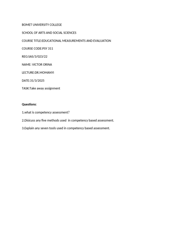 Competency-Based Assessment Methods & Tools | PDF | Educational ...