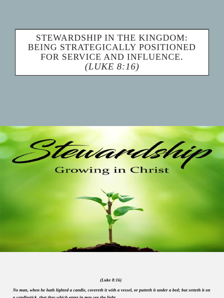 Stewardship Principles for Christian Influence | PDF | Jesus ...