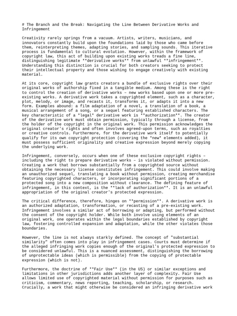 Derivative Works or Infringement | PDF | Derivative Work | Copyright