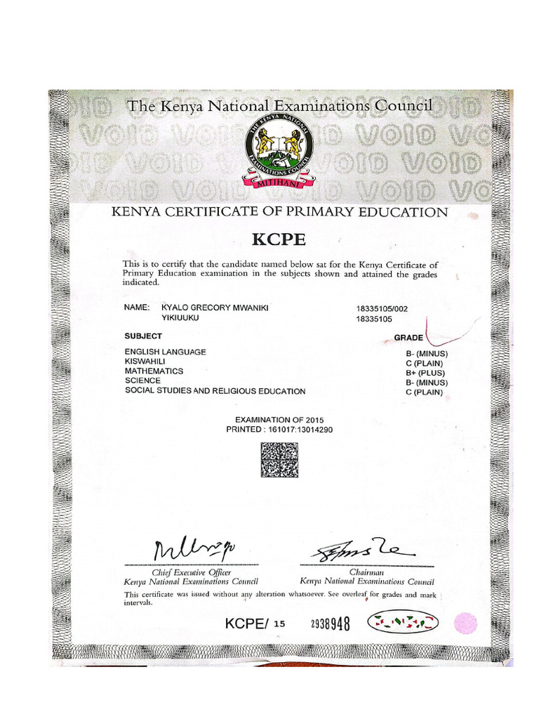 Kcpe Cert | PDF