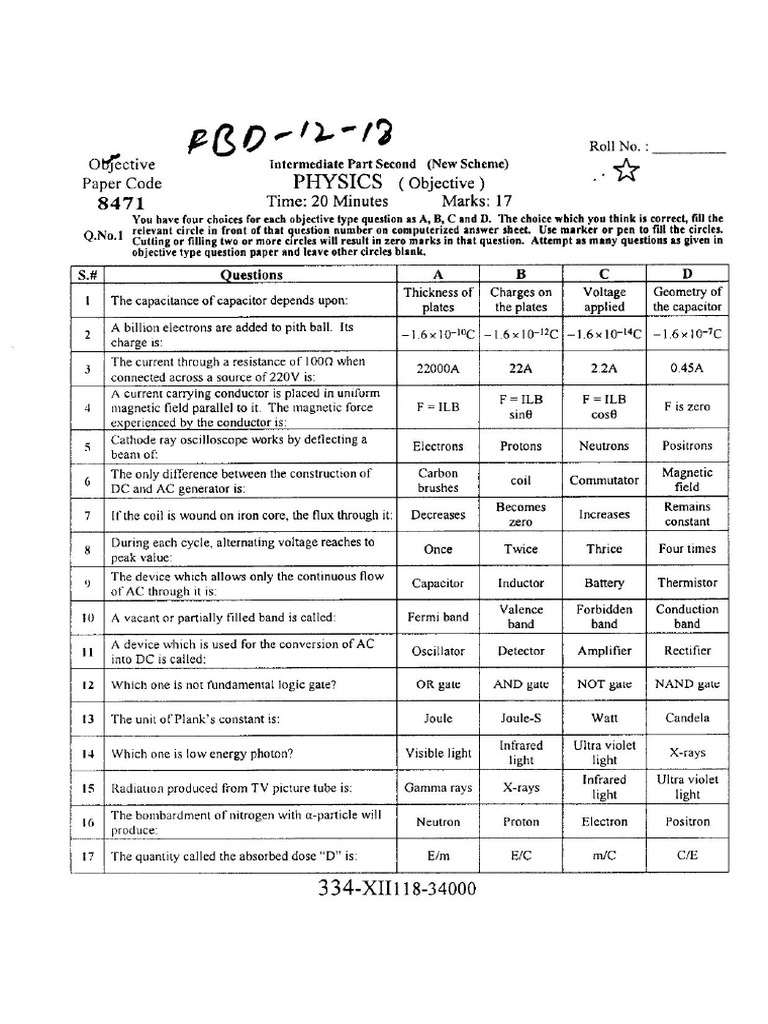 Physics 12 FBD 18 | PDF