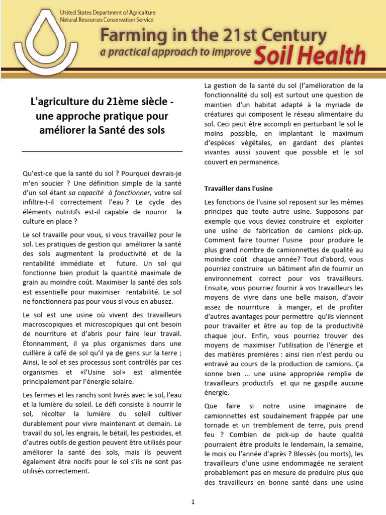 Améliorer la santé des sols en agriculture | PDF | Sol (pédologie ...