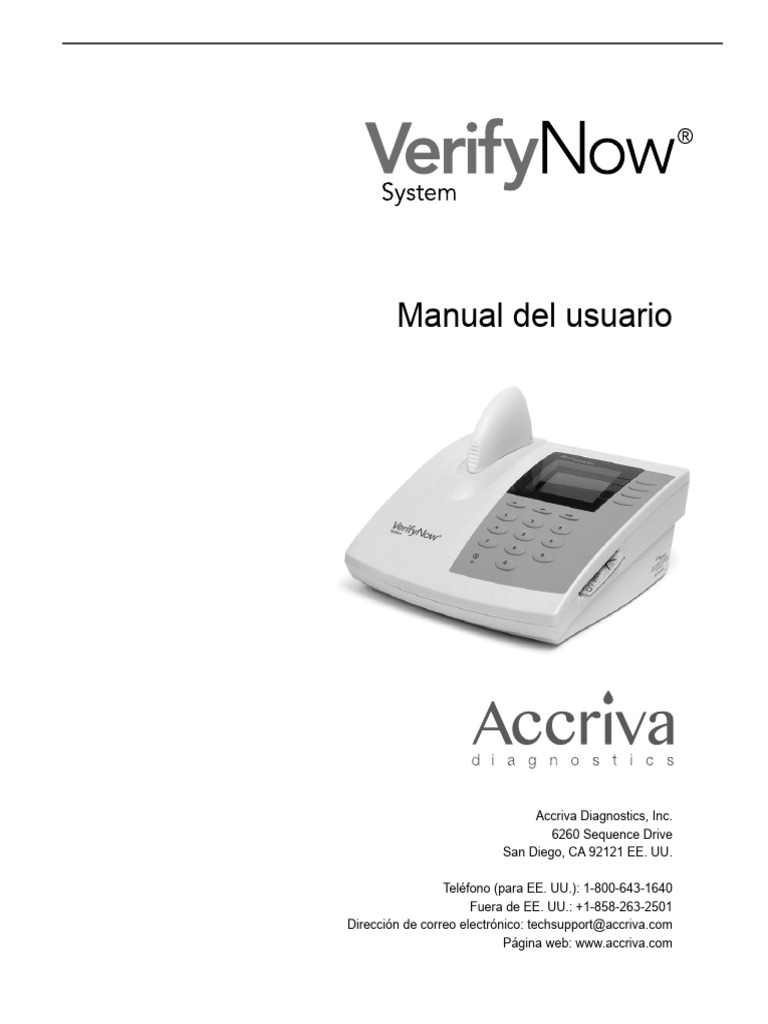 Manual de Usuario VerifyNow en Español | PDF | Plaqueta | Aspirina