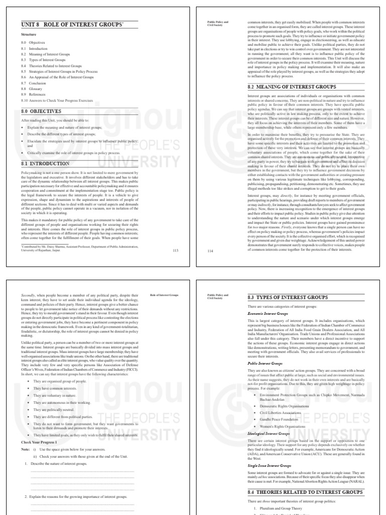 Role of Interest Groups in Policy Making | PDF | Political Parties | Policy