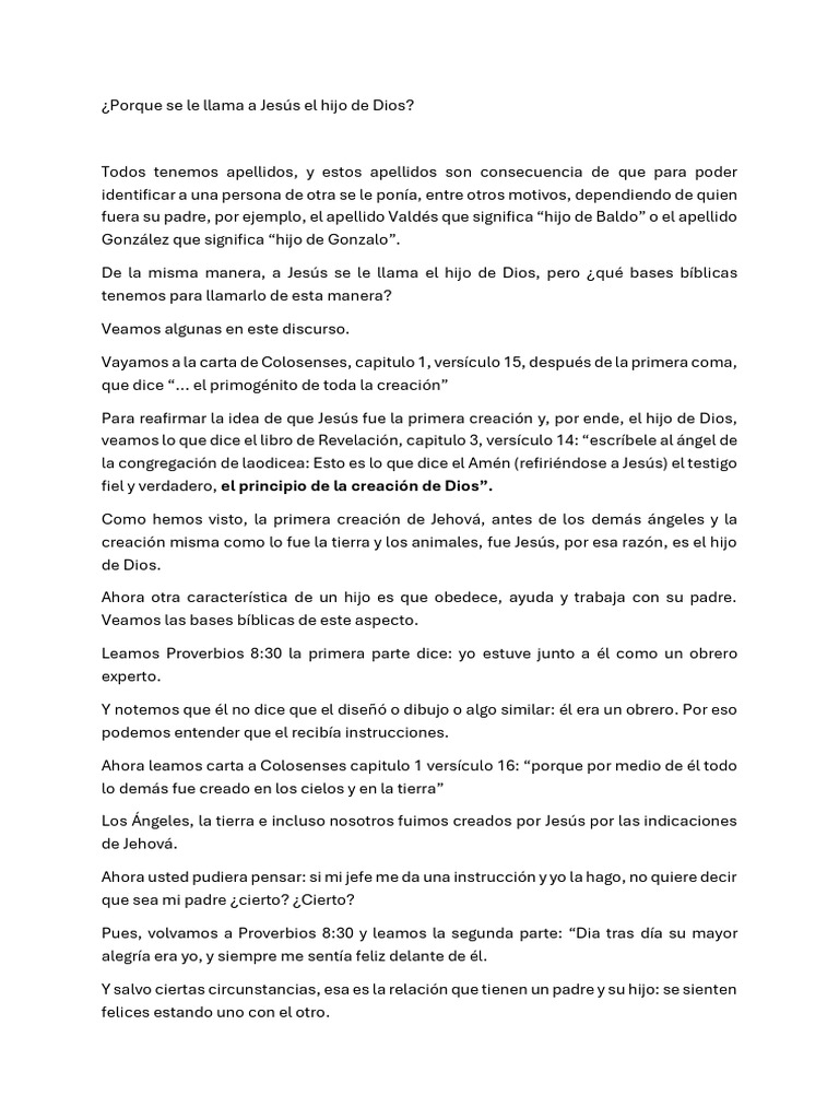 Jesús: El Hijo de Dios en la Biblia | PDF