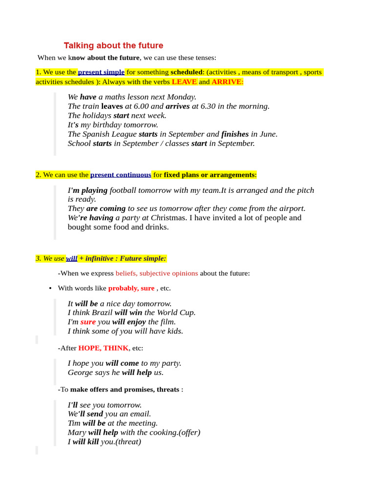 Future Tenses Explained with Exercises | PDF