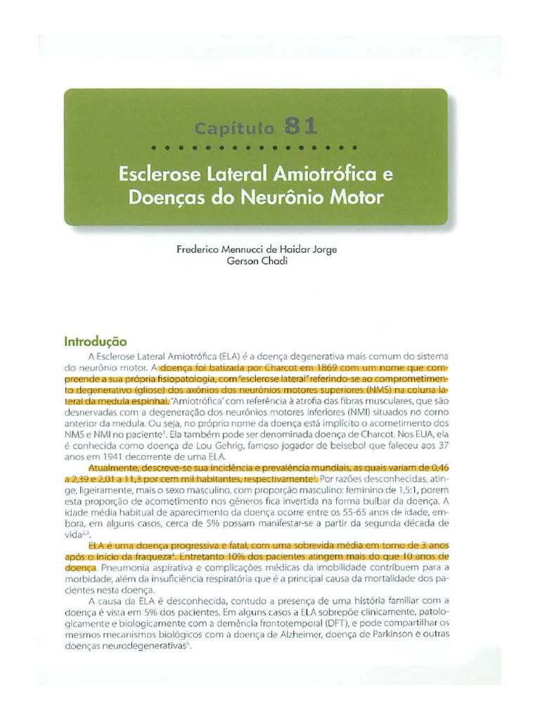 Esclerose Lateral Amiotrófica: Causas e Diagnóstico | PDF | Biologia ...