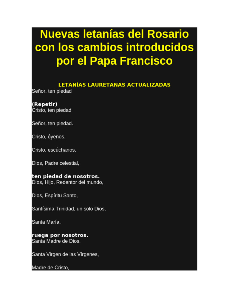 Letanías Actualizadas del Santo Rosario | PDF