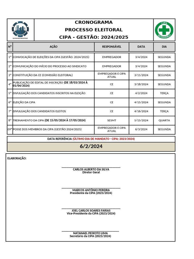 Cronograma Eleitoral CIPA 2024/2025 | PDF | Eleições | Governo