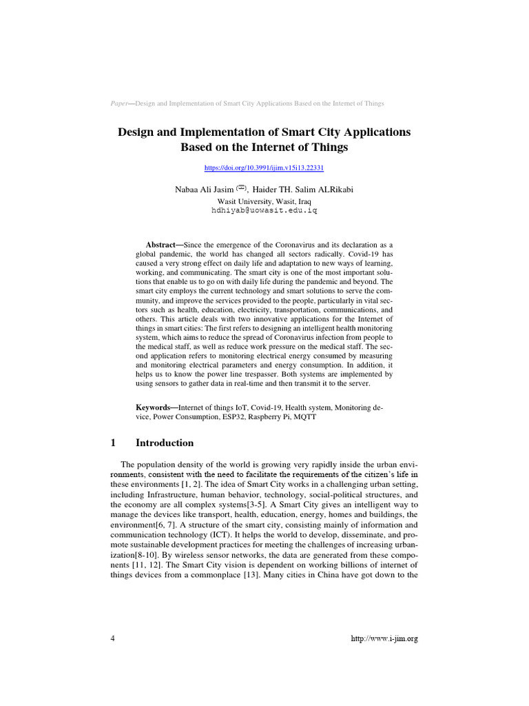 IoT Smart City Applications for Health & Energy | PDF | Internet Of ...