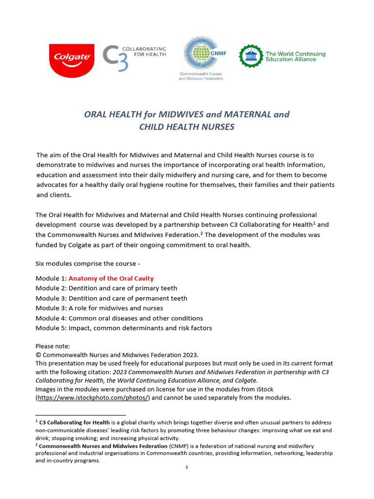 Oral Health Training for Midwives & Nurses | PDF | Tooth | Tongue
