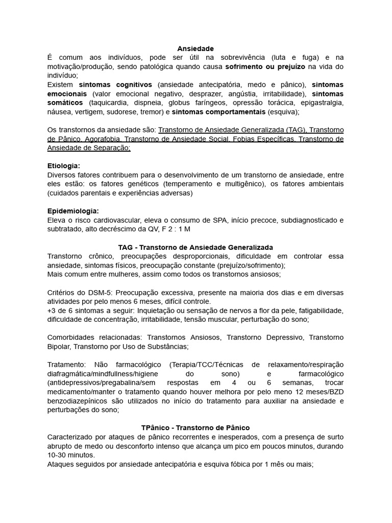 Transtornos de Ansiedade: Sintomas e Tratamentos | PDF | Ansiedade ...