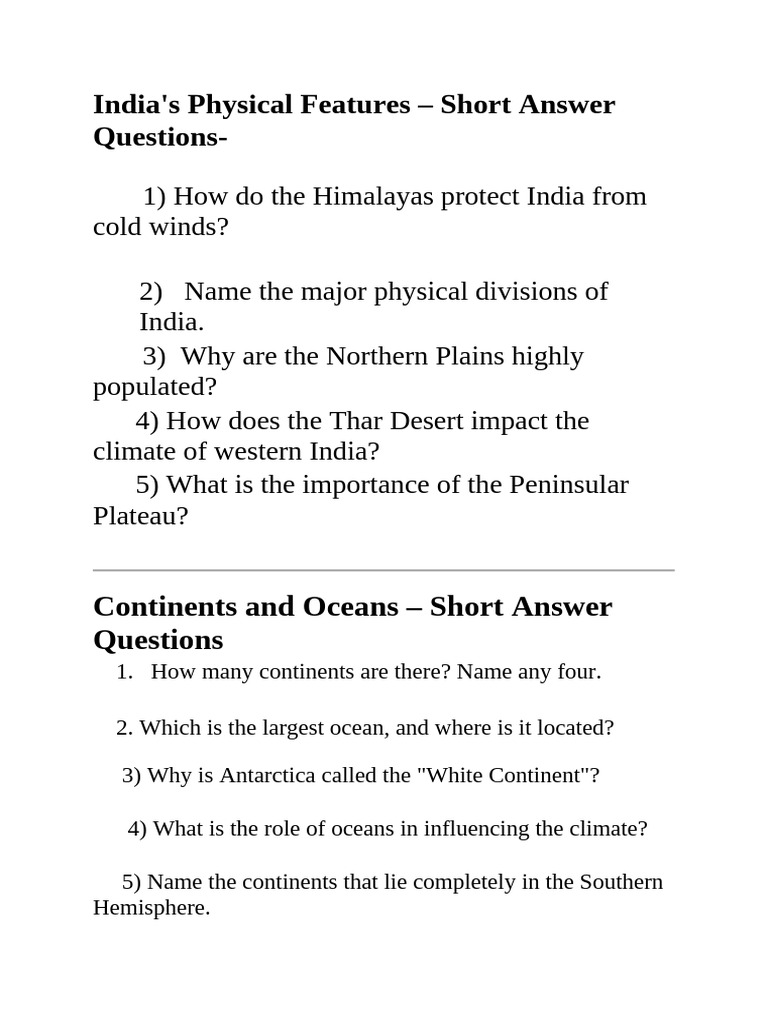 Class 6 Geography Q&A Guide | PDF