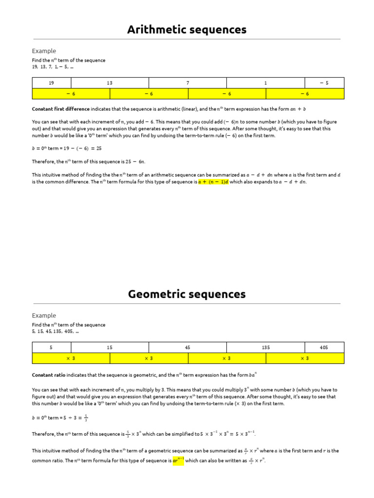 Understanding Sequences: Arithmetic to Cubic | PDF | Mathematical ...