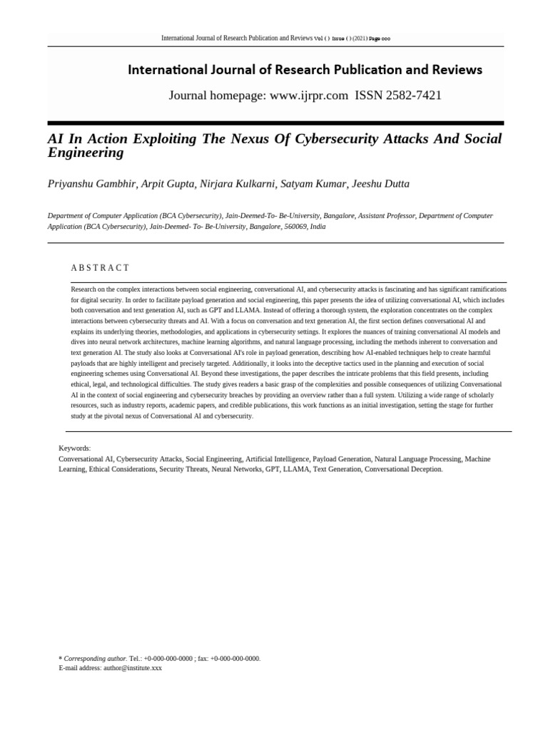 AI in Action Exploiting The Nexus of Cybersecurity Attacks and Social ...