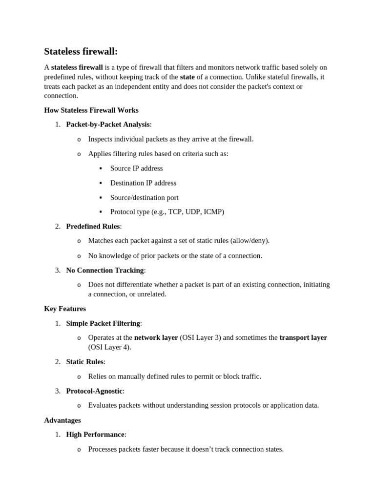 Stateful vs Stateless Firewalls Explained | PDF | Firewall (Computing ...
