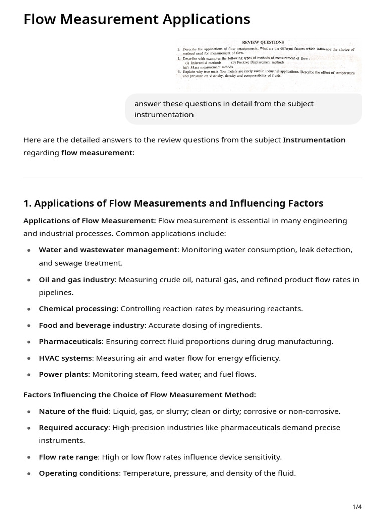 Flow Measurement Applications | PDF | Flow Measurement | Fluid Dynamics