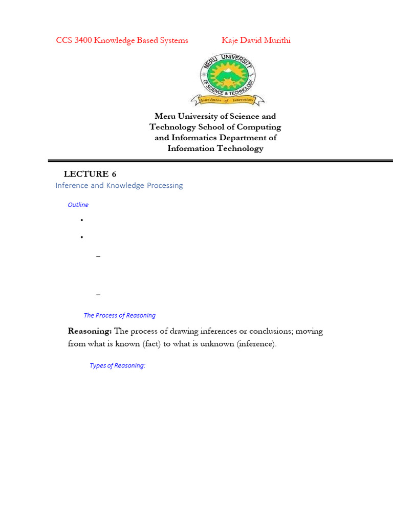 Inference and Knowledge Processing Methods | PDF | Deductive Reasoning ...