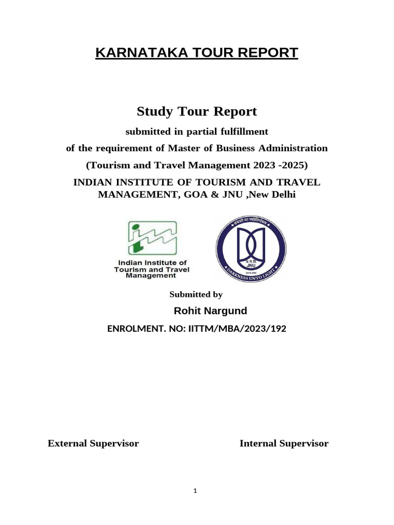 Karnataka Tourism Study Tour Report | PDF