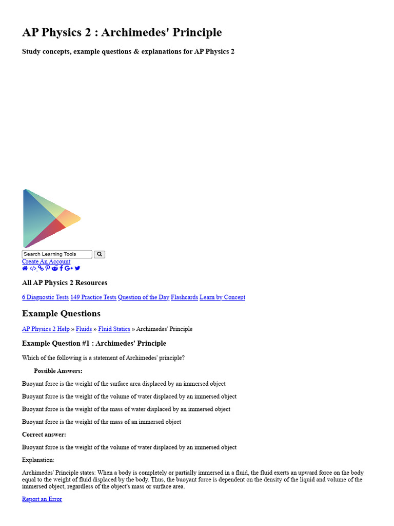 AP Physics 2: Archimedes' Principle | PDF | Buoyancy | Force