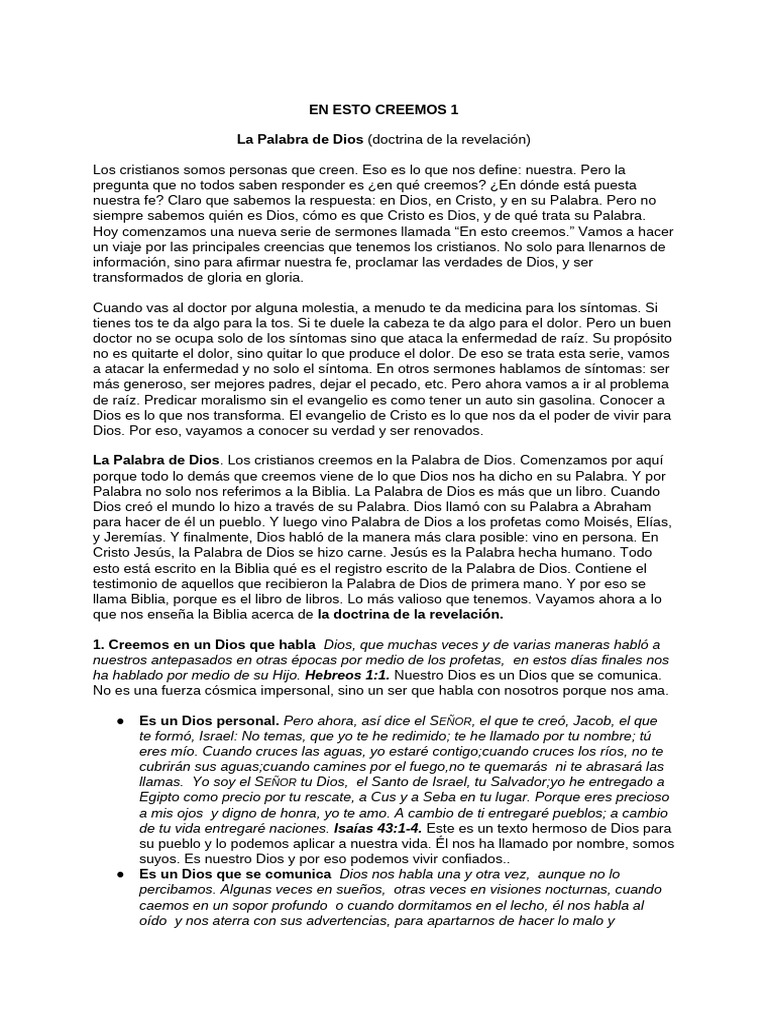 Creencias Cristianas y la Palabra de Dios | PDF | Biblia | Cristo (título)