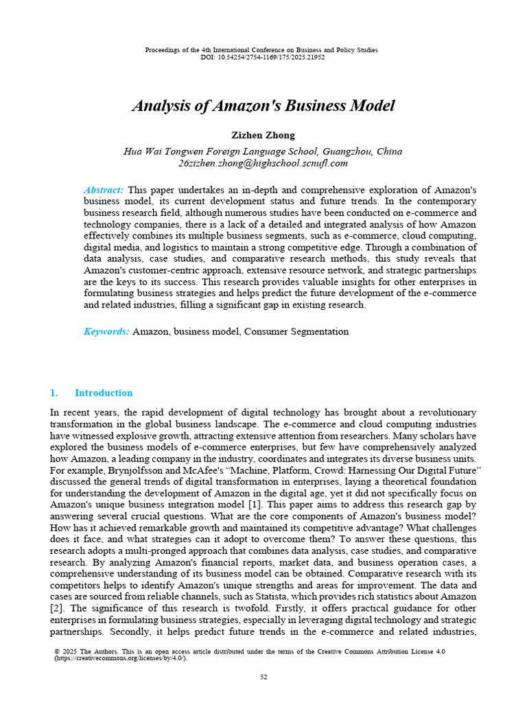Amazon's Business Model Analysis | PDF | E Commerce | Cloud Computing