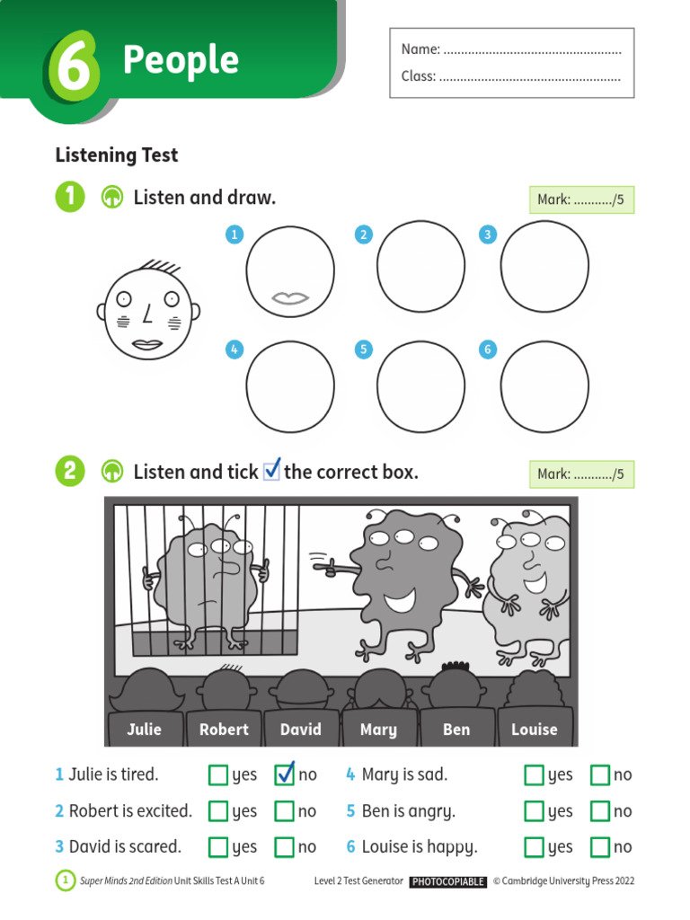 Super Minds Level 2 Unit 6 Skills Test | PDF