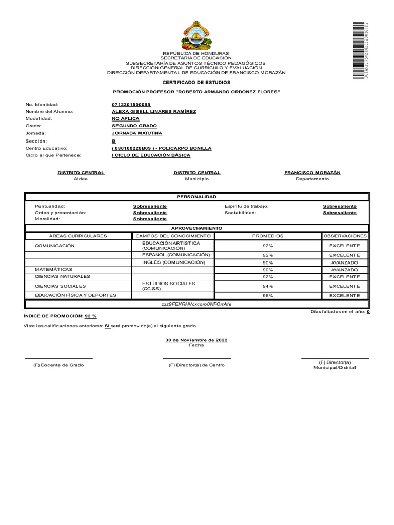 certificados 2b | PDF | Honduras | Plan de estudios