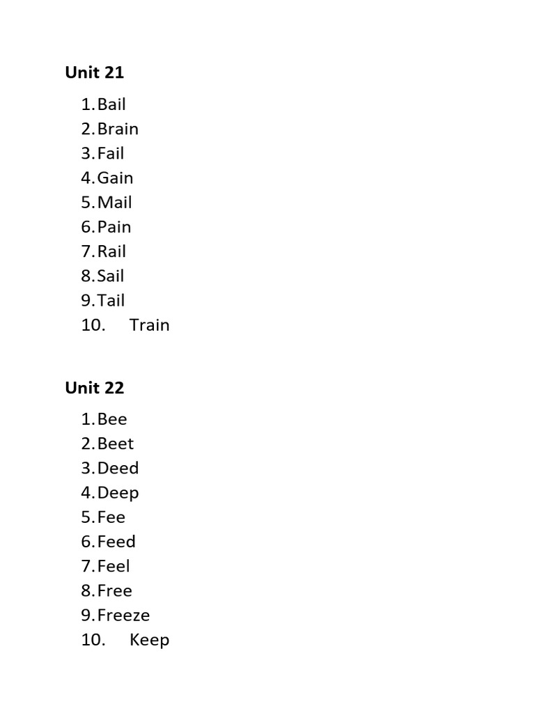 Vocabulary Units 21-30 List | PDF