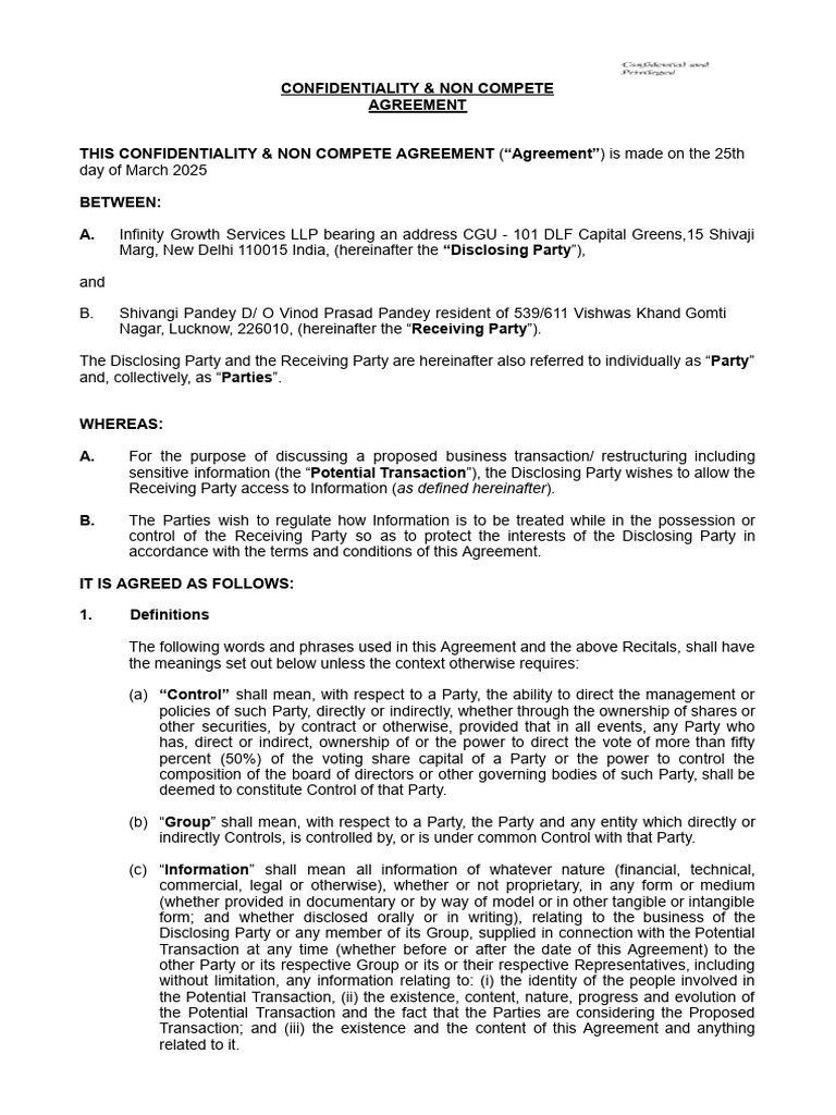NDA - Individual Shivangi | PDF | Legal Remedy | Indemnity