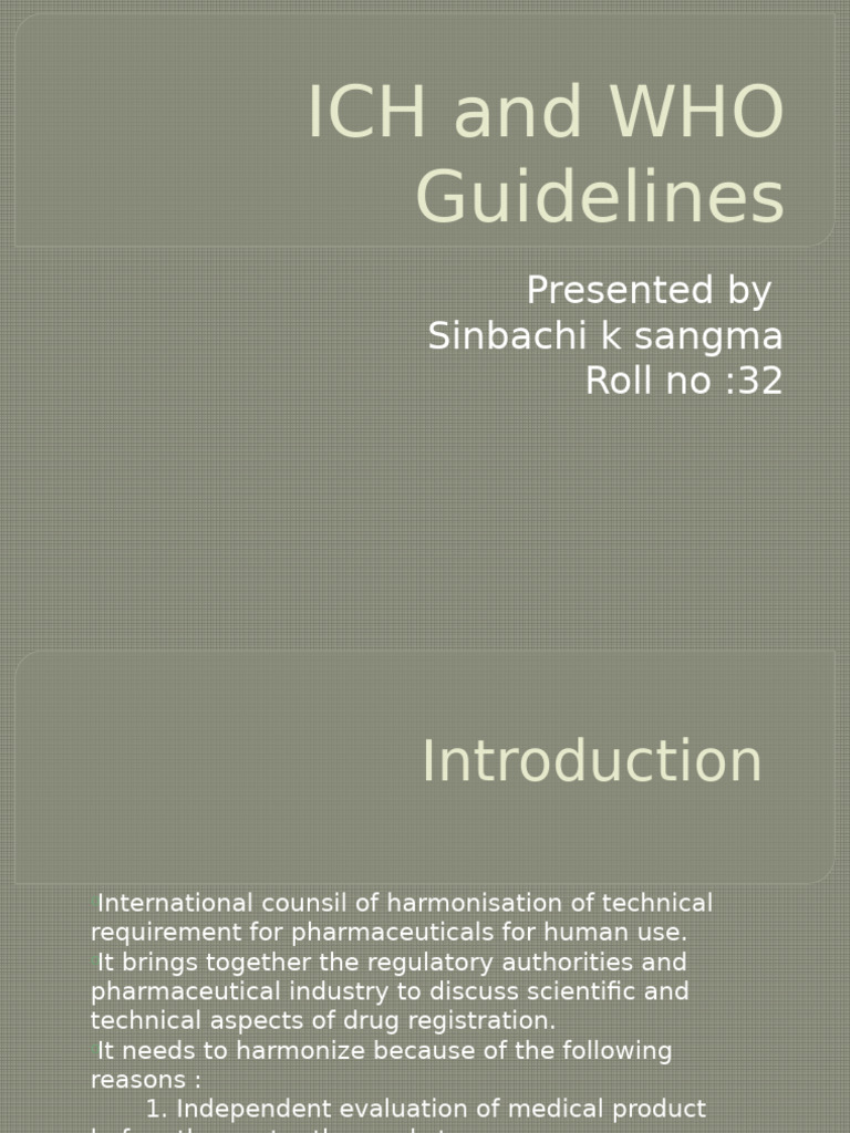 ICH and WHO Guidelines Overview | PDF