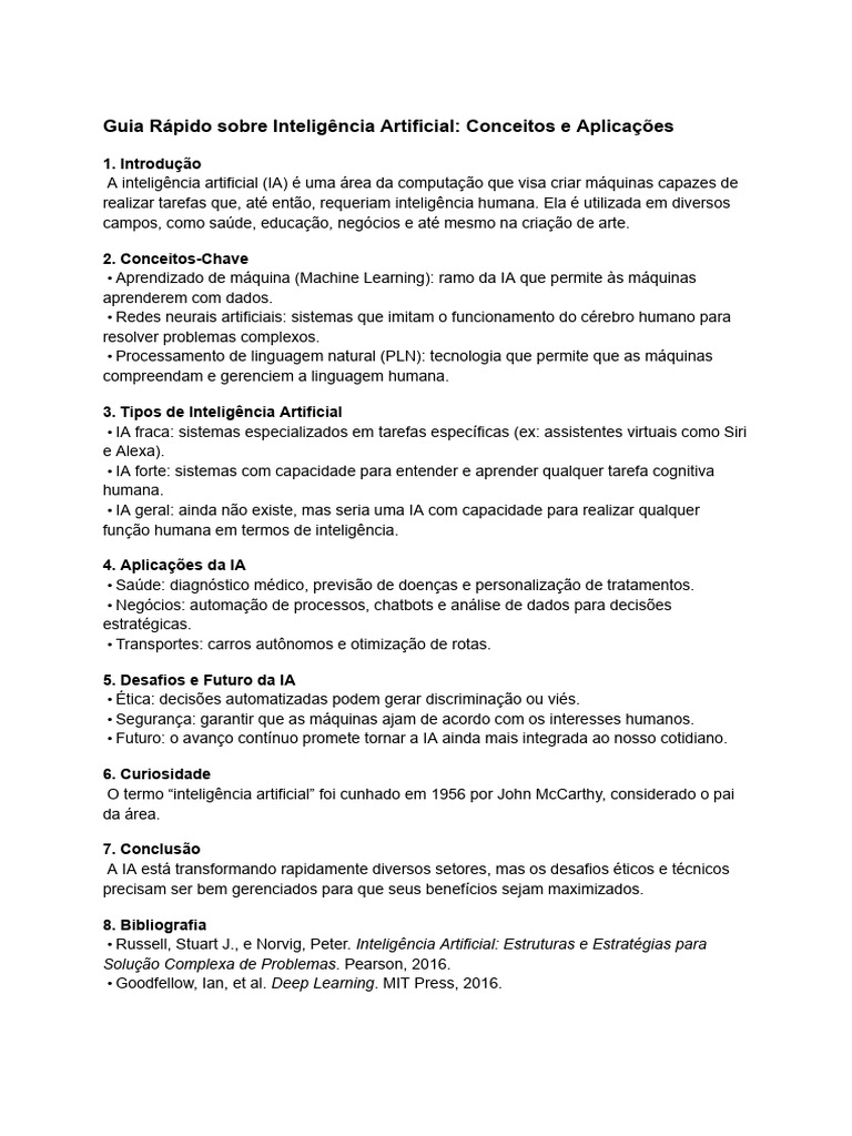 Guia Rápido sobre Inteligência Artificial | PDF