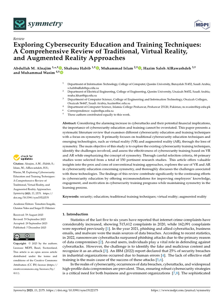 Cybersecurity Training Techniques Review | PDF | Computer Security ...