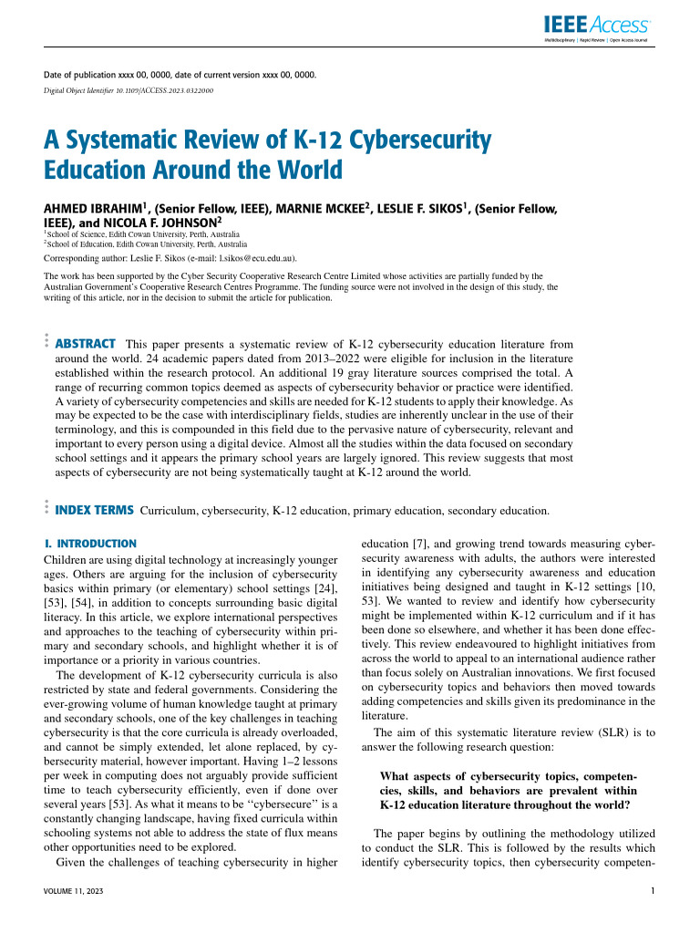 K-12 Cybersecurity Education Review | PDF | Computer Security | Security