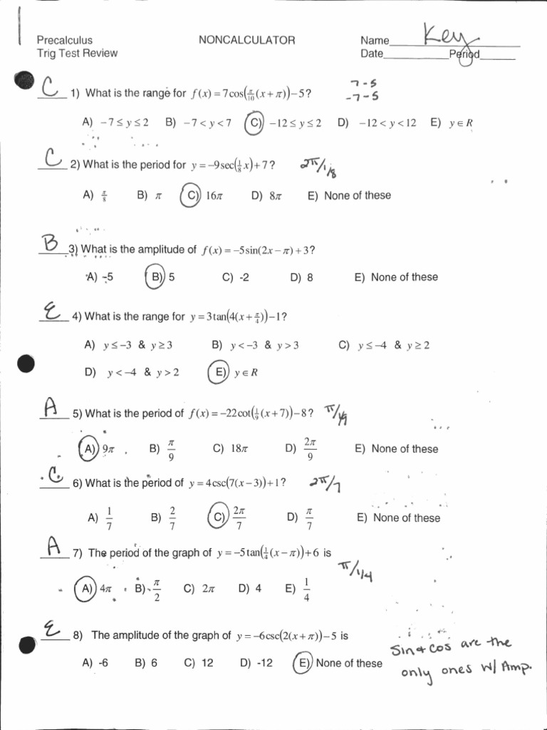 Test+Review+Trig+Graphs+ +KEY | PDF