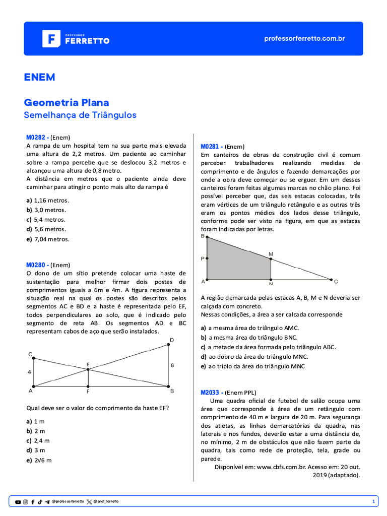 Exercícios de Geometria para ENEM | PDF | Triângulo | Geometria Euclidiana