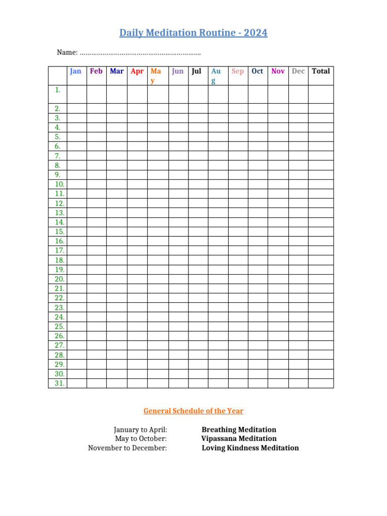 Vipassana Meditation Daily Schedule | PDF