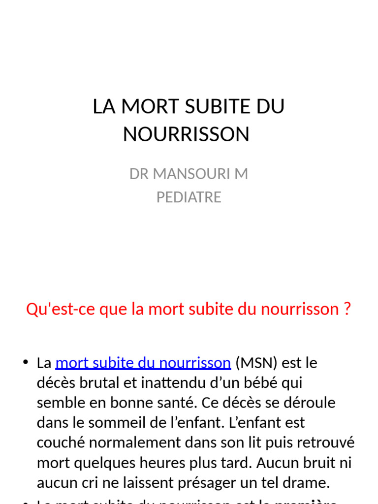 Prévention de la Mort Subite du Nourrisson | PDF | Reflux gastro ...